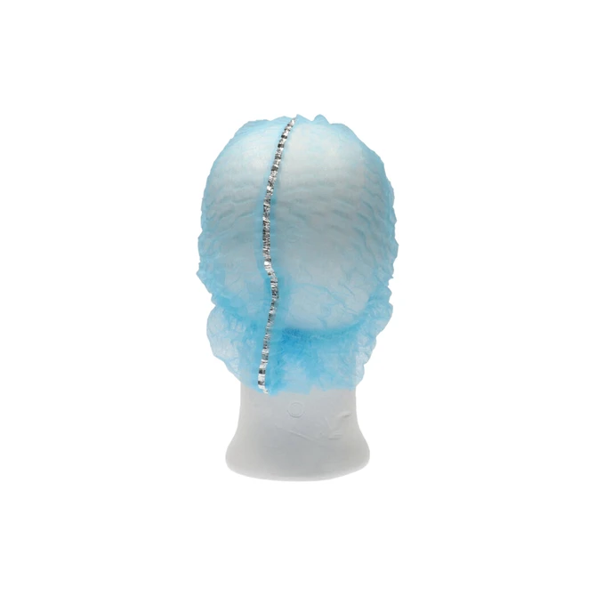 Haarnet CMT clip non-woven L 53cm met detectie strip PP blauw 100 stuks