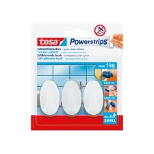 Haken tesa Powerstrips® SMALL Ovaal zelfklevend verwijderbaar wit 3 stuks