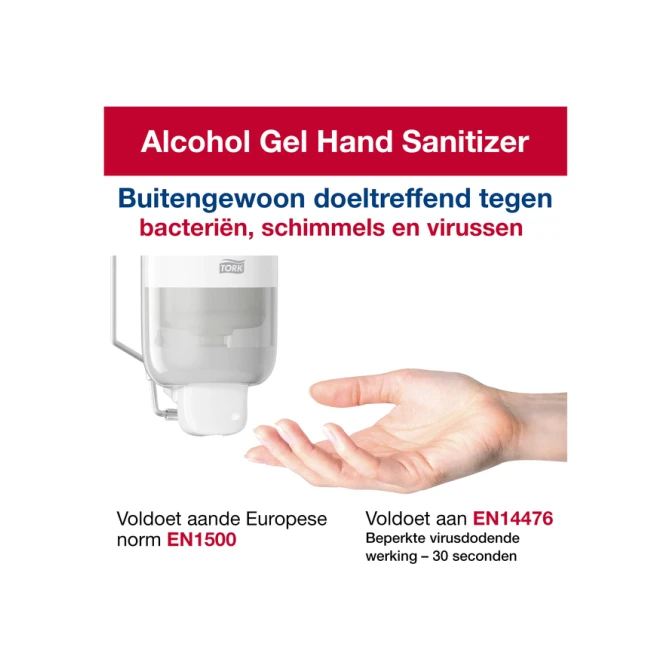 Handdesinfectie Tork S1 Premium alcoholgel ongeparfumeerd 1000 ml 420103