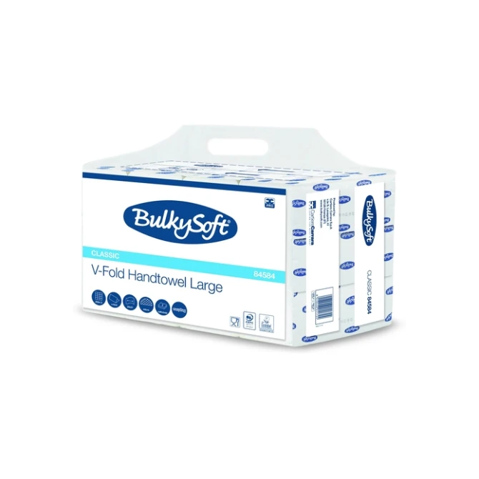 Handdoek BulkySoft Classic v-vouw 2-laags 240x210mm 12x250 vel wit 84584