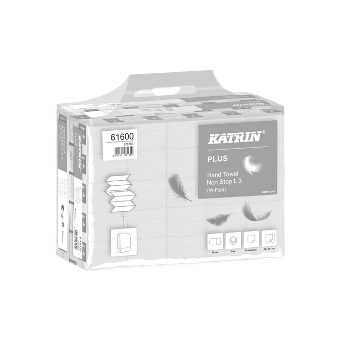 Handdoek Katrin Plus w-vouw 3-laags 203x320mm 25x90 vel wit 61600