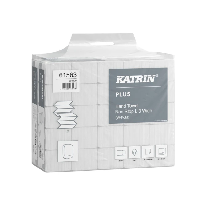 Handdoek Katrin Plus w-vouw 3-laags 240x320mm 25x90 vel wit 61563