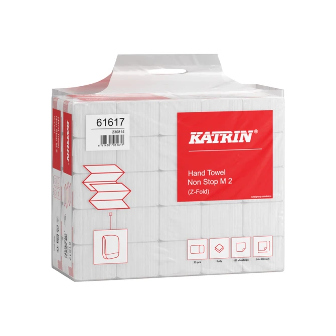 Handdoek Katrin z-vouw 2-laags 203x240mm 25x160 vel wit 61617