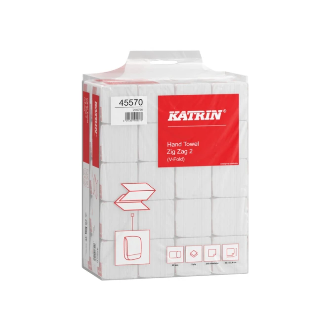 Handdoek Katrin z-vouw 2-laags 224x230mm 20x200 vel wit 45570