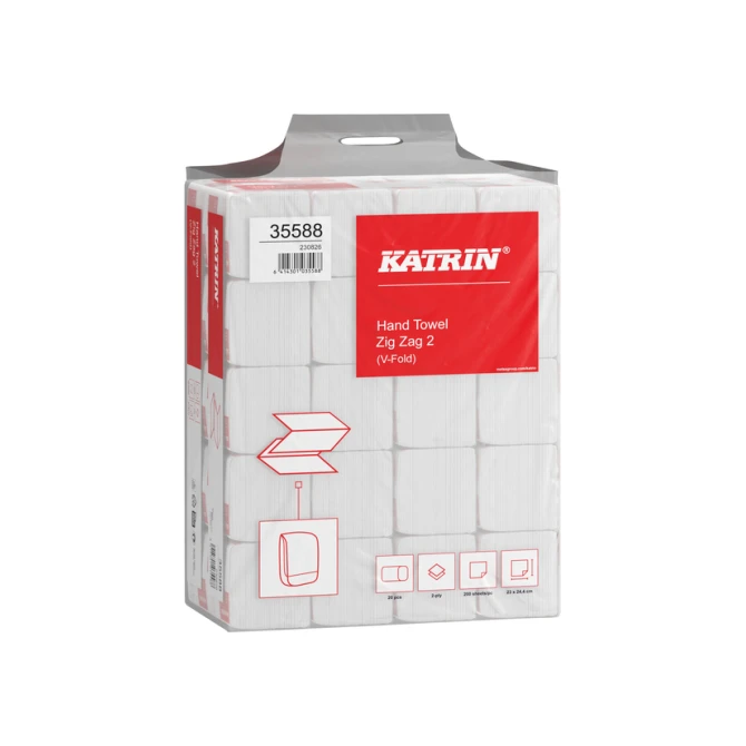 Handdoek Katrin z-vouw 2-laags 244x230mm 20x200 vel wit 35588