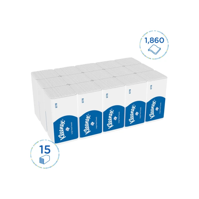 Handdoek Kleenex Ultra i-vouw 2-laags 215x318mm 15x124 vel wit 6778