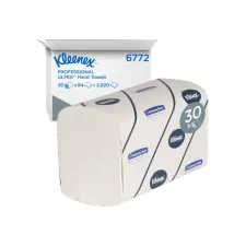 Handdoek Kleenex Ultra i-vouw 2-laags 215x415mm 30x94 vel wit 6772 Handdoek Kleenex Ultra i-vouw 2-laags 215x415mm 30x94 vel wit 6772