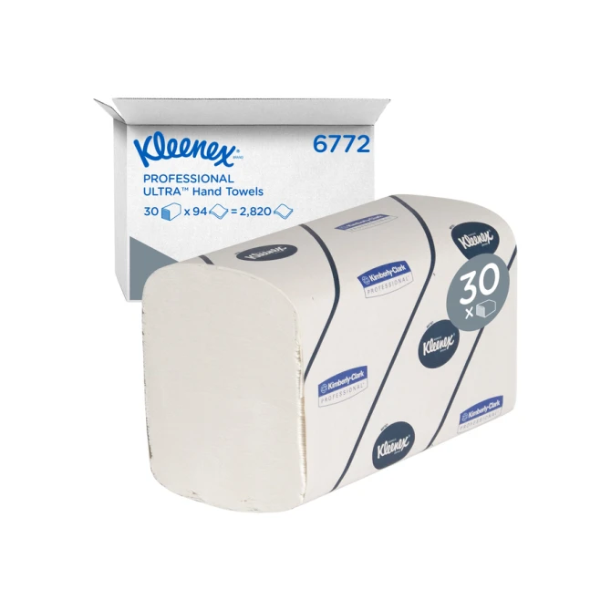 Handdoek Kleenex Ultra i-vouw 2-laags 215x415mm 30x94 vel wit 6772