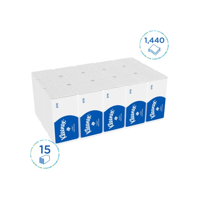 Handdoek Kleenex Ultra i-vouw 3-laags 215x318mm 15x96 vel wit 6710