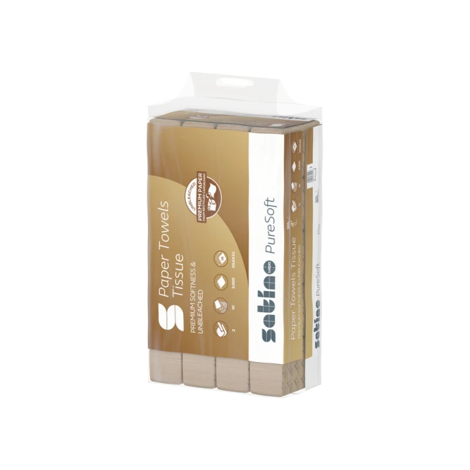Handdoek Satino PT2 PureSoft w-vouw 2-laags 206x320mm 25x120 vel naturel 277520