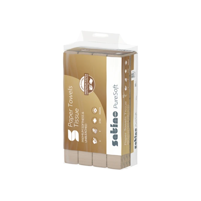Handdoek Satino PT2 PureSoft z-vouw 2-laags 206x240mm 25x150 vel naturel 277530