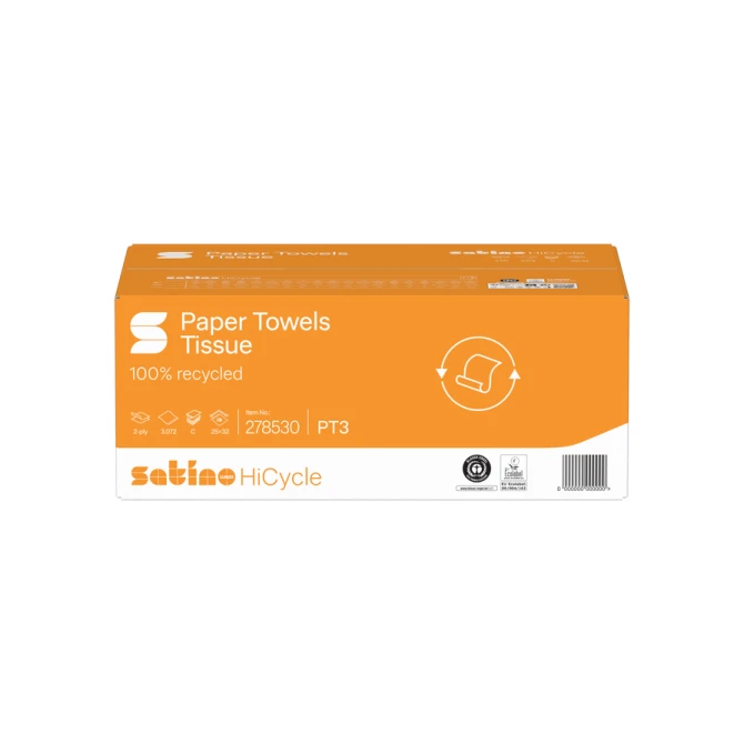 Handdoek Satino PT3 HiCycle c-vouw 2-laags 250x320mm 24x128 vel wit 278530