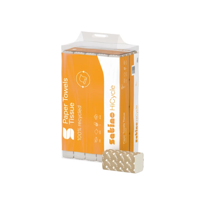 Handdoek Satino PT3 HiCycle v-vouw 2-laags 240x230mm 20x200 vel wit 278720