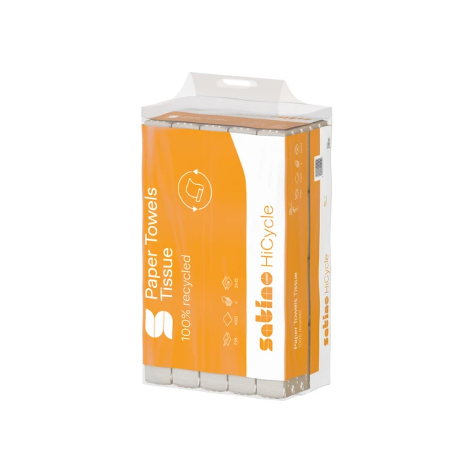 Handdoek Satino PT3 HiCycle v-vouw 2-laags 240x230mm 20x200 vel wit 278720