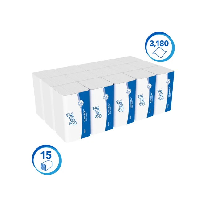 Handdoek Scott Control i-vouw 1-laags 215x315mm 15x212 vel wit 6663