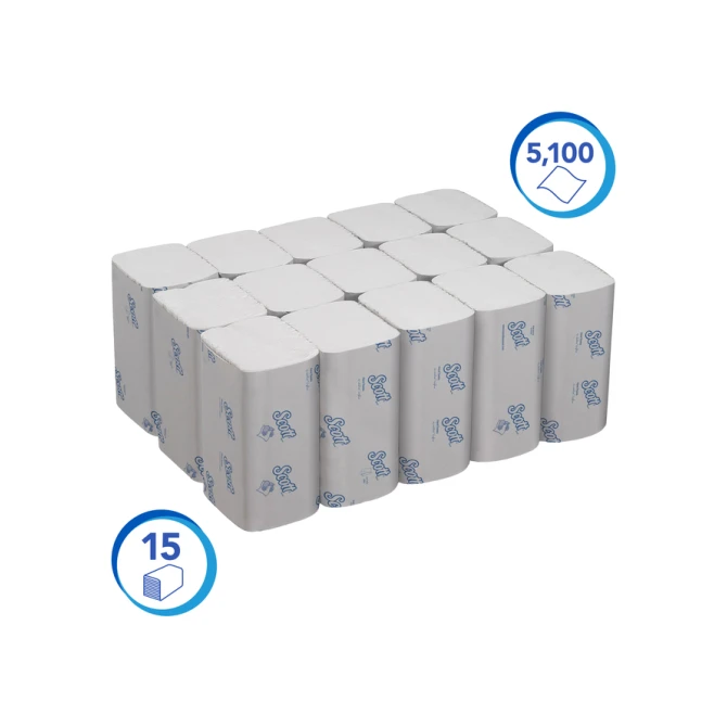 Handdoek Scott Essential i-vouw 1-laags 200x212mm 15x340 vel wit 6617