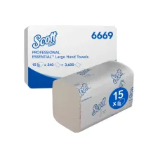 Handdoek Scott Essential i-vouw 1-laags 200x318mm 15x240 vel wit 6669