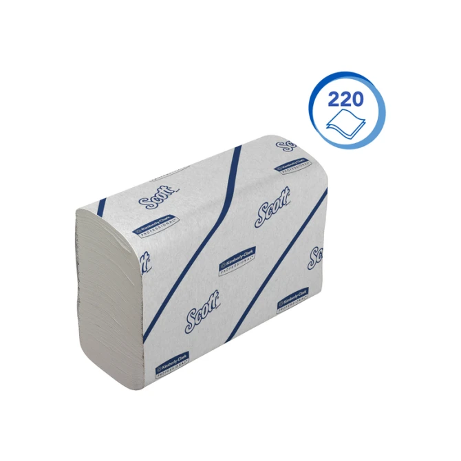Handdoek Scott i-vouw 2-laags 212x186mm 16x220stuks wit 6609