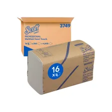 Handdoek Scott m-vouw 1-laags 203x240mm 16x250 vel wit 3749
