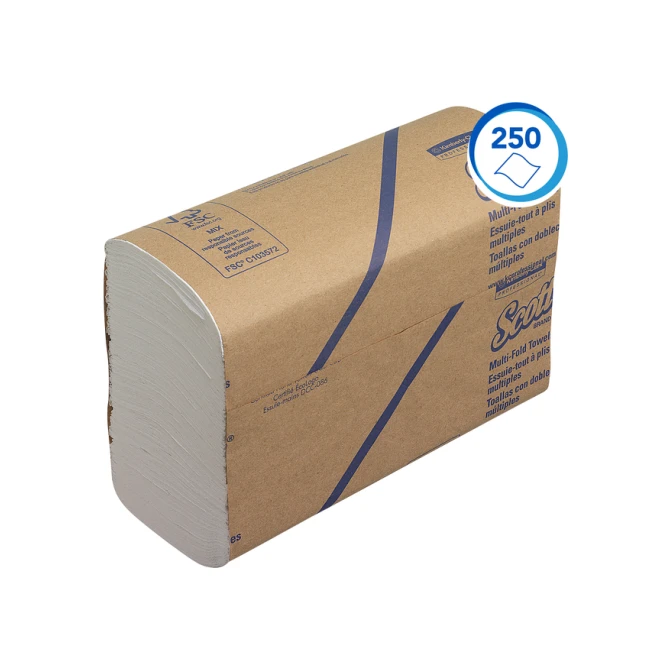 Handdoek Scott m-vouw 1-laags 203x240mm 16x250 vel wit 3749
