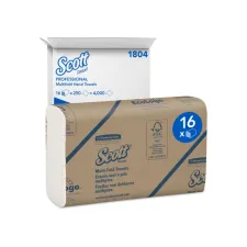 Handdoek Scott m-vouw 1-laags 230x235mm 16x250stuks wit 1804