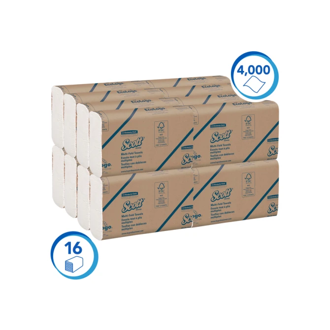 Handdoek Scott m-vouw 1-laags 230x235mm 16x250stuks wit 1804