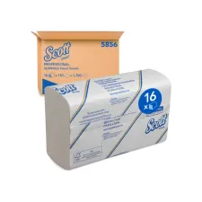 Handdoek Scott Slimfold m-vouw 1-laags 190x300mm 16x110 vel wit 5856