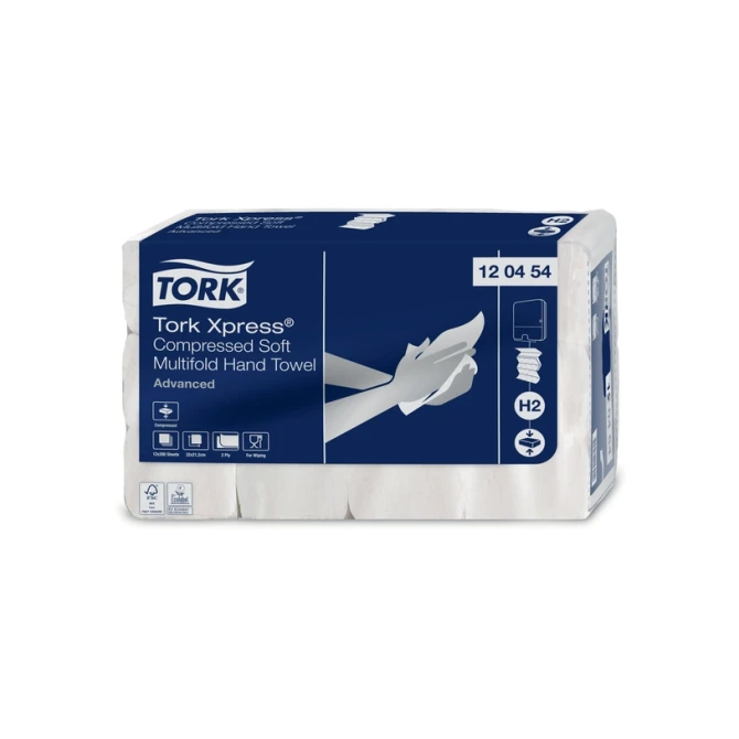 Handdoek Tork H2 Xpress compressed Advanced multifold 2-laags 212x320mm 12x200 vel wit 120454