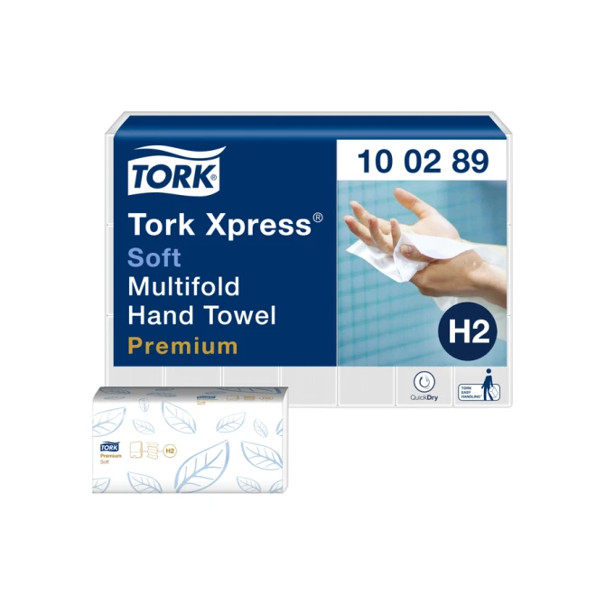 Handdoek Tork H2 Xpress Premium multifold 2-laags 212x255mm 21x150 vel wit 100289