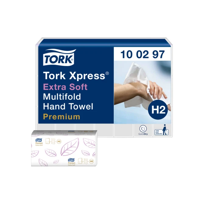 Handdoek Tork H2 Xpress Premium multifold 2-laags 212x340mm 21x100 vel wit 100297