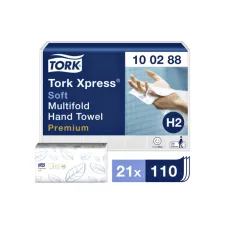 Handdoek Tork H2 Xpress Premium multifold 2-laags 212x340mm 21x110 vel wit 100288 Handdoek Tork H2 Xpress Premium multifold 2-laags 212x340mm 21x110 vel wit 100288