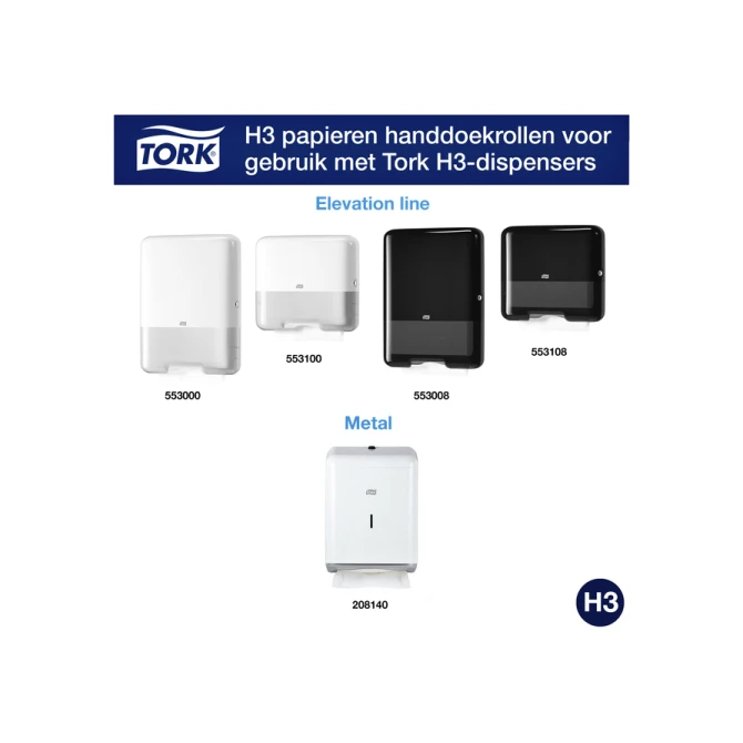 Handdoek Tork H3 Advanced singlefold 2-laags 248x230mm 15x250 vel wit 290163