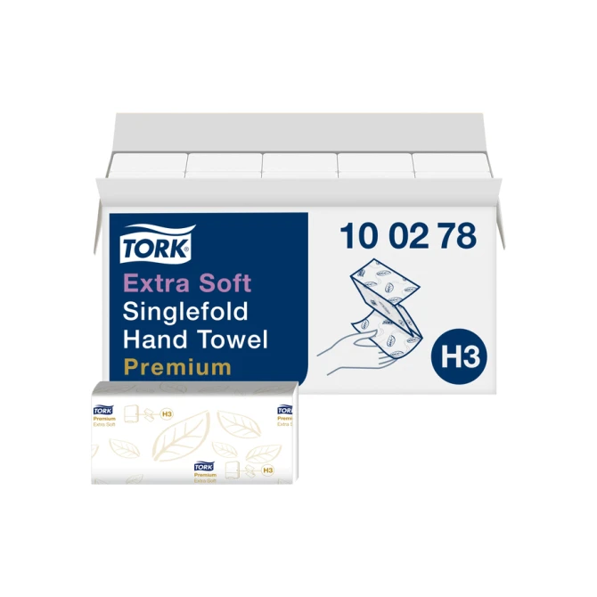 Handdoek Tork H3 Premium singlefold 2-laags 226x230mm 15x200 vel wit 100278