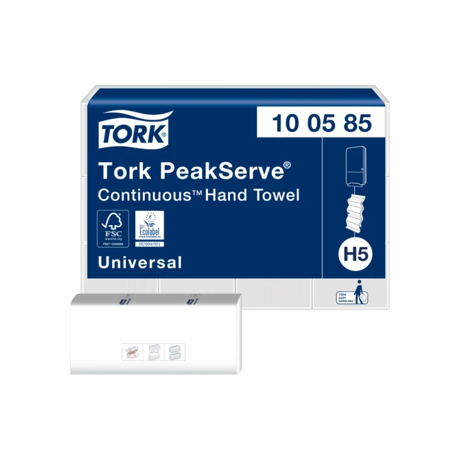Handdoek Tork H5 PeakServe Universal 1-laags 201x225mm 12x410 vel wit 100585
