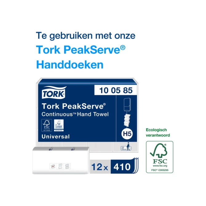 Handdoekdispenser Tork H5 Elevation PeakServe klein wit 552550