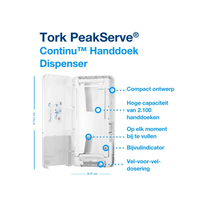 Handdoekdispenser Tork H5 Elevation PeakServe wit 552500