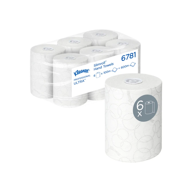Handdoekrol Kleenex Ultra Slimroll 2-laags 100m wit 6781