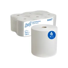 Handdoekrol Scott 1-laags 304m wit 6667