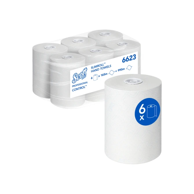 Handdoekrol Scott Control Slimroll 1-laags 165m wit 6623