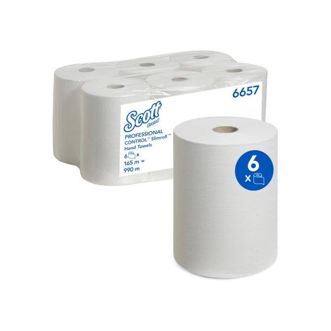 Handdoekrol Scott Control Slimroll 1-laags 165m wit 6657