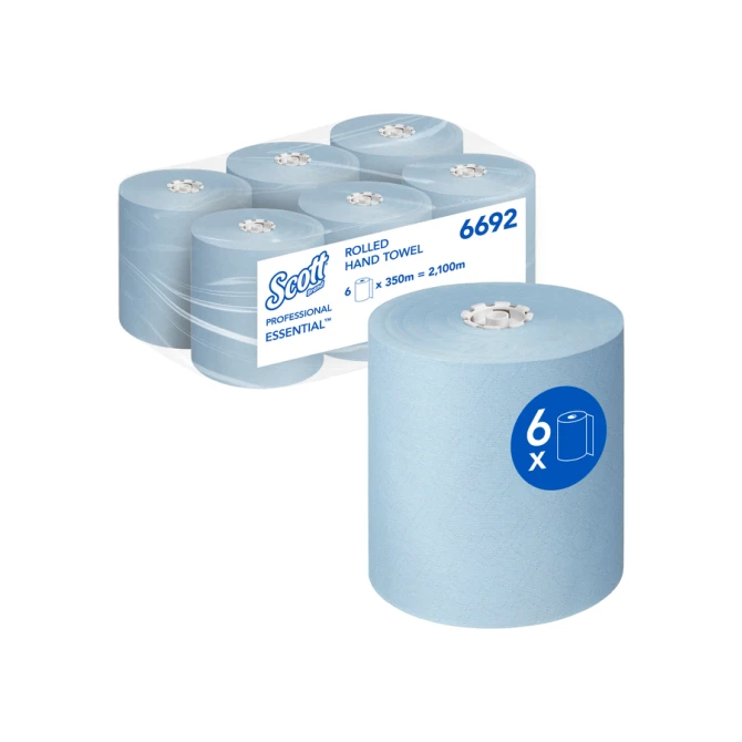 Handdoekrol Scott Essential 1-laags 350m blauw 6692