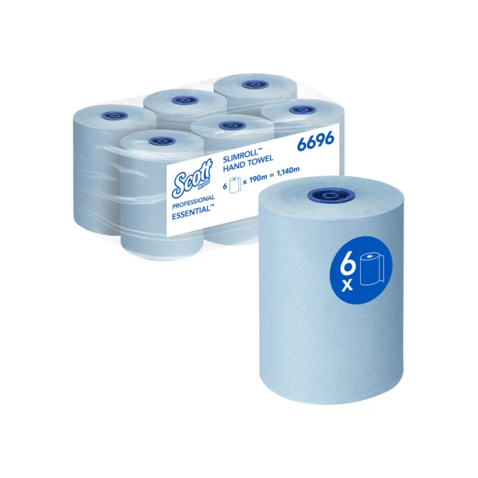 Handdoekrol Scott Essential Slimroll 1-laags 190m blauw 6696