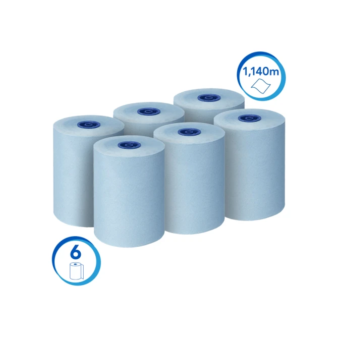 Handdoekrol Scott Essential Slimroll 1-laags 190m blauw 6696