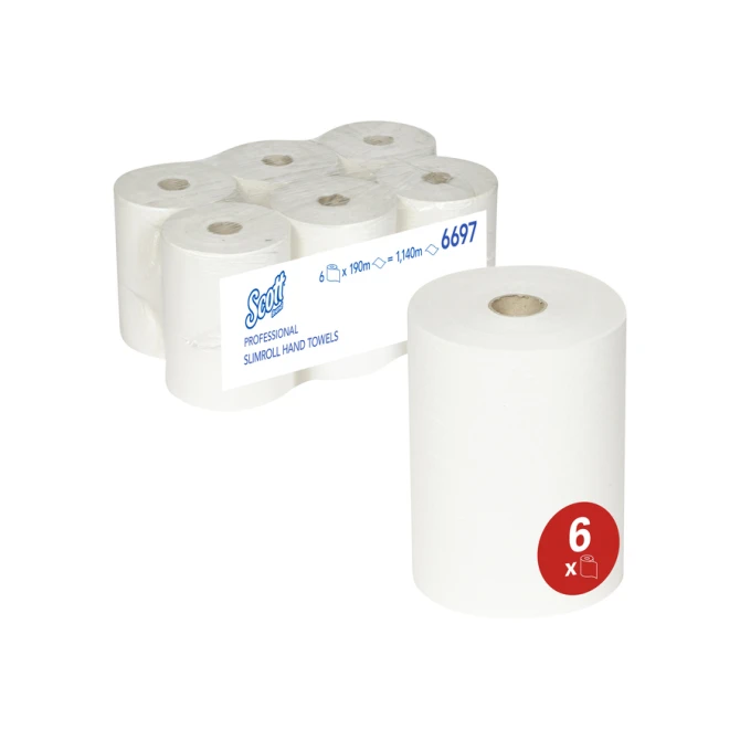 Handdoekrol Scott Slimroll 1-laags 190m wit 6697