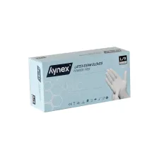 Handschoen Hynex latex L wit 5g 100 stuks Handschoen Hynex latex L wit 5g 100 stuks