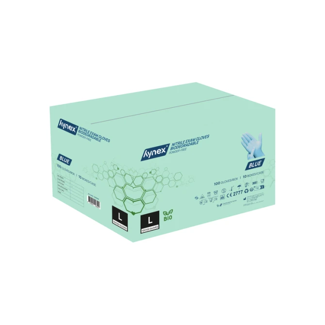 Handschoen Hynex nitril Bio L blauw 3.5gr 100 stuks