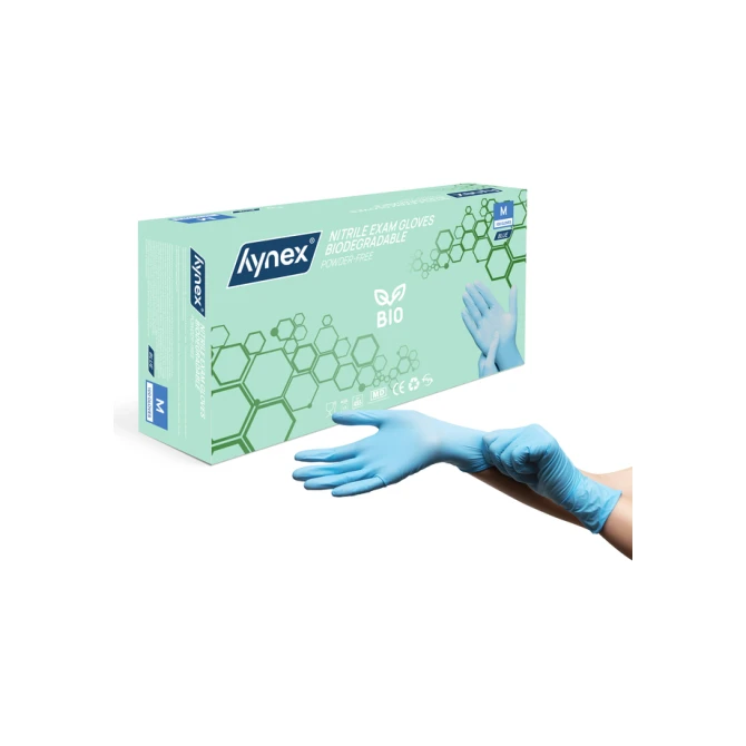 Handschoen Hynex nitril Bio M blauw 3.5gr 100 stuks