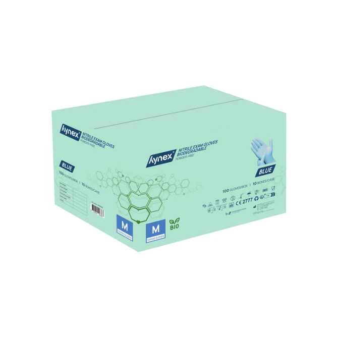 Handschoen Hynex nitril Bio M blauw 3.5gr 100 stuks