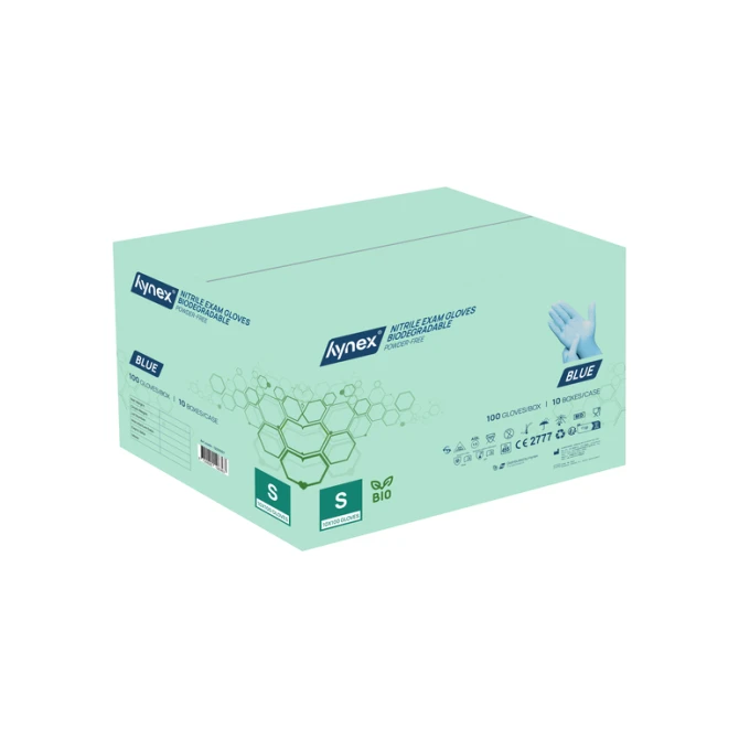 Handschoen Hynex nitril Bio S blauw 3.5gr 100 stuks