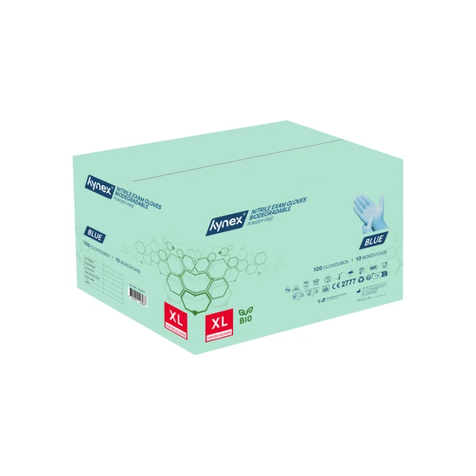 Handschoen Hynex nitril Bio XL blauw 3.5gr 100 stuks
